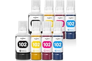 SPACEINK Tinte 102 Multipack 2 Sätze Kompatibel für Epson ET-2850 ET-4750 ET-4850 ET-2750 ET-2856 ET-3850 ET-4856 ET-15000 ET-3750 ET-2700 ET-3700 ET-2751 ET-2756 Drucker (2 Schwarz, 2 Cyan, 2 Magenta, 2 Gelb)