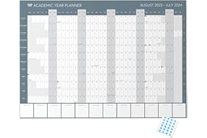 Clear Mind Concepts®,Agenda da parete per l'anno accademico 2022-2023, grande formato A1 piegato, calendario di studio per la pianificazione mensile, 3 pianificatori stampabili per l'organizzazione