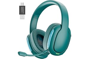 YOTMS Auriculares Gaming inalámbricos 2,4 GHz para PS4/PS5/PC/Switch, con micrófono Desmontable y cancelación de Ruido, Sonido estéreo 7.1 y Modo con Cable de 3,5 mm para Xbox Series (Verde)