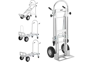 VEVOR Aluminiowy składany wózek transportowy 4 w 1 wózek transportowy do przenoszenia ładunku 454 kg Wózek na platformę koła guma PU do transportu towarów magazynowych