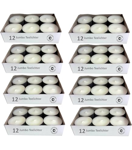 Confezione Da 96 Lumini Maxi In Alluminio - Qualità Professionale RAL, Senza Profumo, Bianco, Durata 8 Ore - Per Buffet E Gastronomia