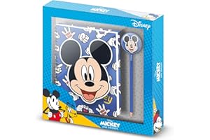Karactermania Topolino Grins-Confezione Regalo con Taccuino e Matita Fashion, Blu