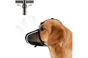 VACHELPER Museruola per Can Museruola a Rete Morbida Anti-Morso Museruola a Rete per Grandi Cani Riflettente Traspirante Regolabile Copertura per Museruola Impedisce di Masticare Rosicchiare Abbaiare Mordere L