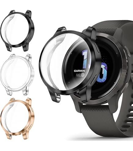 3 Coques Avec Protection écran Pour Garmin Vivoactive 6 - TPU Souple, Antichoc, Transparentes Et Noire