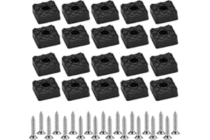KBNIAN 20 Pcs Pieds en Caoutchouc à Visser Tampon Épais avec Joint Métallique Patin Antidérapant Carré avec Côté de 22mm pour Pied de Chaise Table Tabouret Protection de Plancher de Bois Franc - Noir