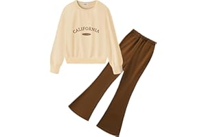 Arshiner Ragazze Set di Abbigliamento Tempo Libero Felpa con Pantaloni Svasati Set Bambini Autunno Inverno Outfit Moda Manica Lunga Set di Abbigliamento per ragazze 5-13 Anni