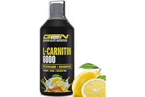 GEN GERMAN ELITE NUTRITION L-Carnitine 6000 Liquid - 1000 ml - Dosage extra élevé avec 6000 mg de L-carnitine pure par portion journalière - Boisson protéinée aux acides aminés - Saveur délicieuse (Lemon Boost) - Vegan