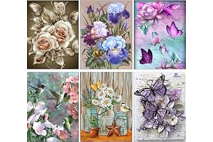 Kyduu 6 Pezzi Pittura diamante 5d fai da te, Punto Croce Pittura Diamante Kit, Pittura Diamante Kit Strass, Diamond Painting Kit Completo, Pittura Diamante Pieno, Kit per Diamond Painting 5D