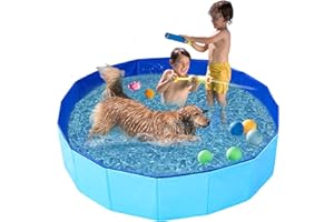 UUEMB 160x30cm Large Dog Pool, Dog Swimming Pool, Foldable Dog Pools Paddling Pool for Pets Puppy Kids, PVC Non-Slip Bathing Pool Kids Playing Pool for Children Pet Dog Garden Patio Bathroom
