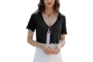 Gyabnw Bolero Mujer Bolero Elegante Cárdigan Cárdigan De Manga Corta Chaqueta Bolero Festiva con Cordones Chaqueta Blazer De Verano Chaqueta Bolero para Vestidos De Noche Boda Vestido