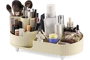 SOLVIEW Make Up Kosmetik Organizer, Skincare Organizer Schminktisch 360° Drehbar und Fach 2-in-1, Makeup Organizers Zur Aufbewahrung von Kosmetika, Hautpflegeprodukten, Pinsel, usw- Cream