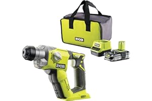 RYOBI Martello perforatore a batteria 18 V ONE+ R18SDS-125S (energia d'impatto 1,3 J, diametro massimo di foratura in legno/muratura/acciaio 16/16/13 mm, con batteria da 2,5 Ah e caricatore in borsa