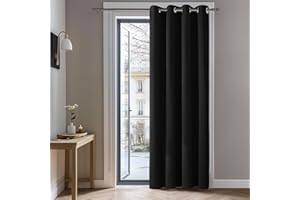 Deconovo Cortinas Dormitorio Salon Opacas Moderna con Ojales, Cortinas Termicas Aislantes Frio y Calor 132x229 cm(Ancho x Alto) Negro, 1 Pieza