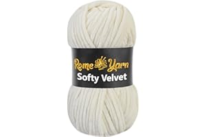 Rome Yarn Softy Velvet Wolle 100g - 120m | Samtgarn Chunky Chenillewolle Babywolle Amigurumi Super Bulky Garn zum Häkeln und Strickwolle Flauschgarn Velvet Garn (1 Knäuel, 910 Creme)