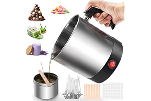 PP OPOUNT Kit para hacer velas adultos con Derretidor de Cera de Acero Inoxidable de 1,3L, 100 Mechas de Cera de Soya, Pads y Soportes - Kit Completo DIY Velas para Principiantes