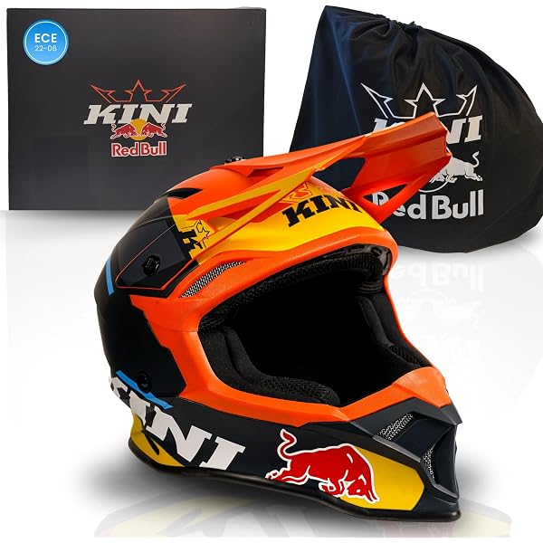 Kini Red Bull Motocross Goggles for Men and Women - Premium Cross Goggles Mirrored Black with Glasses Bag and Integrated Cleaning Cloth - Suitable for Glasses Wearers