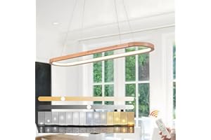 WayLuoung Luz De Techo De Lámparas LED De Madera, Accesorio De Iluminación De Madera Anillo Ovalado 3000-6000K, Lámpara Colgante Círculo Ajustable, Sala Estar De Comedor Isla De Cocina【70cm】