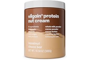 Vilgain Cheat Spread 300 g – 100% natürlich, proteinreich, cremig, ohne Palmöl, glutenfrei, ohne Zuckerzusatz, Desserts & Fitness-Lifestyle (300g, Schokoriegel mit haselnusscreme)
