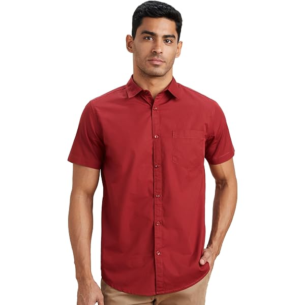 Dennis Morton Men's Cotton Shirt (66964_42, Maroon, 42) : Amazon