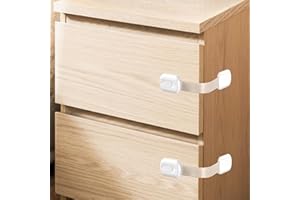 Moonybaby 6 Pack Child Safety Cupboard Locks, Baby Proof Cabinets & Drawers, Easy to Install, 3M Adhesive, No Tools Required (White)