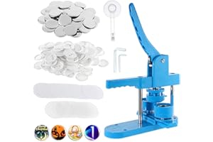 Dyna-Living Machine à badges avec 200 pièces de boutons - 37 mm - Bleu