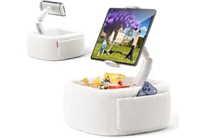 LULULOOK Soporte para Almohada mullida para Kindle Leer,Almohada para Tableta con Bandeja para Aperitivos y Brazo Plegable, para iPad,teléfono y tabletas de 4,7 a 14,6 Pulgadas para Leer en la Cama