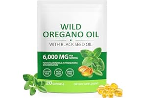 BIBONSE Oregano Öl Kapseln, 2-in-1 6000 mg Oregano Öl mit 200 mg Schwarzkümmel Kapseln, 120 Softgels Wild Oreganoöl Bio, Hohem Carvacrol & Thymochinon | Nicht Gentechnisch, Glutenfrei