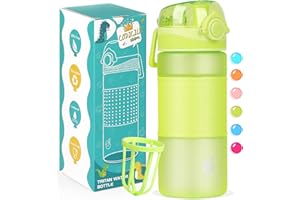 CodiCile Trinkflasche Kinder, 500ml BPA freie Wasserflasche, Trinkflasche Kinder Auslaufsicher mit Griff Flaschenhüllen für Mädchen Jungen,Sport Trinkflasche für Schule mit Fruchteinsatz (Grün)