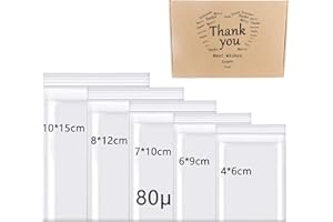 ‎RSHUHX Rshuhx 500pcs Druckverschlussbeutel Klein Beutel Set 160μm (Beidseitig) Wiederverschliessbar Wasserdichter Plastikbeutel VerschließbarTütchen Polybeutel mit Druckverschluß 5 Größen