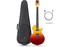 YAXUN MUSICAL Electric Guitar Nova Go Sonic Smart Electric Carbon Fiber Guitarra with 10W Wireless Speaker, Onboard Presets, Charging Cable, Adjusting Wrench, and Gig Bag, Volcano Red