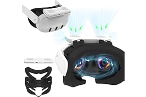 RCSTYLE Hibloks Cooling Fan Mask for Meta/Oculus Quest 3 Accessories, Circulates Ventilation to Eliminate Glass Fogging (Breathable Ice Silk Cotton) 3-in-1 Face Pad with Booster Pad for Glasses Wearers