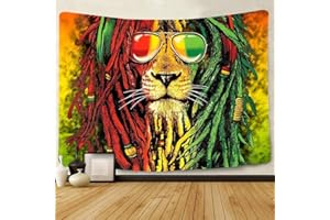 wymhzp Tapisserie Lion Head Marley Bob Tapisserie Tenture Murale Toile de Fond pour Salon Chambre Décor 150x130 cm, 200x150cm/79'x59'