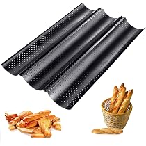 Moule à Baguettes Antiadhésif - Pour 3 Baguettes - 38x25cm - Four Jusqu'à 230°C