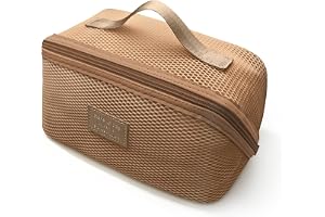 NANDADEVI Mesh sminkväska med TPU vattentätt lager, resesminkväska, necessär väska för kontorsmaterial, Khaki, Klassisk