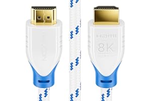 deleyCON 1m 8K HDMI 2.1 Kabel (48G, ULTRA Highspeed) 8K@60Hz 4K@120Hz 2K@144Hz/165Hz EARC HDCP 2.3/2.2 - Kompatybilny z DTS:X Dynamiczny HDR Dolby Atmos TV PS5 Xbox Soundbar Monitor - Biały