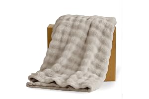 Vielit 3D-Bubble gosig filt, fluffig, sofffilt, 220 x 240 sand