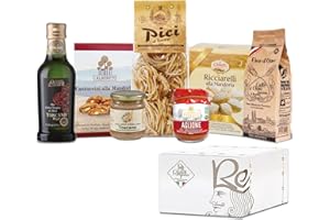 RE REGALO CESTO 'TOSCANA' Cantucci Toscani, Ricciarelli, Pici, Zuppa di farro, Sugo al basilico, Salsa ai fegatini, Sugo all'aglione, Olio EVO Toscano IGP, Prodotti tipici toscani, Alta qualità