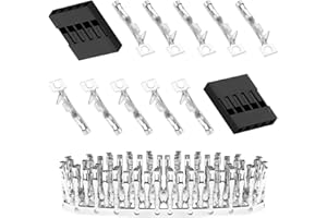 Pzsmocn 50 Sets / 300 Pieces for Dupont 2.54 mm Pitch 5-Pin Adapter Connector Female Housing Black Socket Terminal Compatible with Wires Cable 30-26 AWG Accessories, Header Crimp Pins Kit