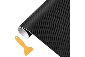 Gsakskdsap Vinilo Coche, 3D Fibra de Carbono, Película Protectora Autoadhesiva Antiarañazos, Vinilo Protección Carbono Envolver Borde Puerta con Raspador, Coche Etiqueta Protectores Umbral, Negro