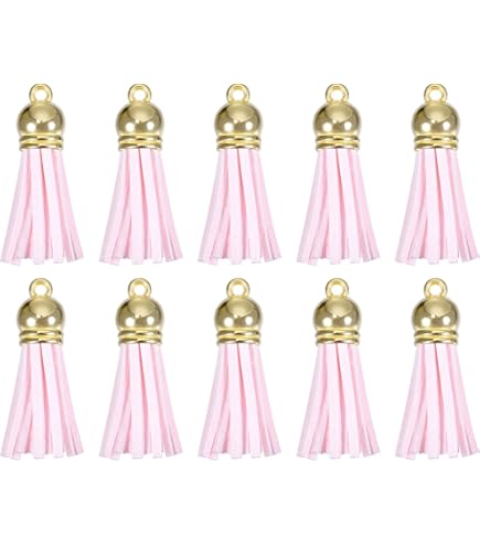 Porte Clé Cuir Breloques Sac QUARKZMAN 20Pcs 1.5 Pouce Charme Porte-Clés à Pompons En Cuir Avec Capuchon Doré Pour La Fabrication De Bijoux De Bracelets Pendentifs, Décoration Artisanale DIY, Noir Pompon Fil