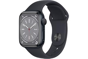 Apple Watch Series 8 (GPS, 41mm) Smartwatch - Aluminiumgehäuse Mitternacht, Sportarmband Mitternacht - Regular. Fitnesstracker, Blutsauerstoffund EKGApps, Always-On Retina Display, Wasserschutz