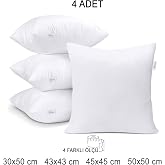 Vionel Home Premium Kare Kırlent İ&ccedil; Yastık 1.Kalite Elyaf Dolgulu Oyuncu Koltuk Yastığı (4 Adet, 43x43)