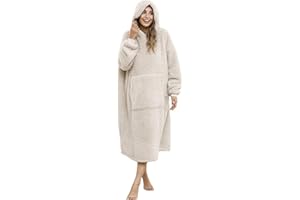 ililmmoe Übergroße Sherpa-Decke mit Kapuze für Damen und Herren, Lange Bequeme Sherpa-Decke, Sweatshirt, zotteliger Pullover, Plüsch, warm, gemütlich, Einheitsgröße