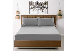 SUPER DREAMER GC GAVENO CAVAILIA Fitted Sheet Single Bed (91 x 190cm) - Grey Bedding Sheets - Plain Dyed Microfiber Bed Sheets Single - (10 inch) 25cm Deep Pocket Bottom Sheet - Easycare - Wrinkle & Fade Resistant