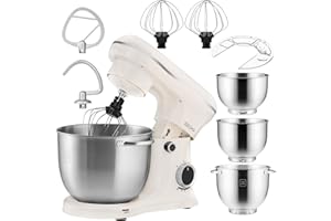 ZEEGMA PLANEET TRIO Robot Pâtissier 1500 W Robot de Cuisine Multifonctionnel avec 3 Bols de 4 l, 4,5 l et 5,2 l, 10 Vitesses Mixeur avec Crochet, Agitateur, Fouet, Couvercle Doseur