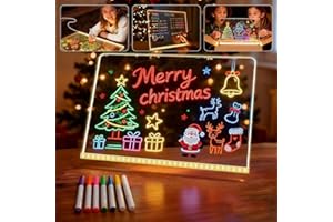 ‎COMEPEW LED Notiztafel mit Farben, 2026 Neu Acryl Notiztafel mit 7 Farben Stift, LED Maltafel Kinder Transparente Notiz-tafel mit Ständer Abwischbar Drawing Light Kreatives Geschenk für Kinder (30 * 20cm)