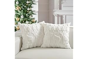 Sunshine smile 2er Set Samt Kissenbezüge Weicher,Kissenbezug Weihnachten 45x45,Kissenbezug 45x45 Weihnachten,Samt Weihnachtsbaum Stickerei Kissenbezüge Weicher