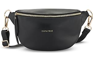 Expatrié Marsupio Donna Nero - Alice Small - Borsa per Festival, Viaggi e Uso Quotidiano In Pelle Vegana - Piccolo Borsello Elegante alla Moda - Impermeabile