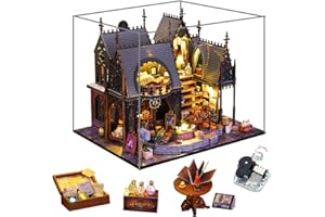 hvmabeck DIY Wooden Dollhouse Kit Magic Cabin Handassembled Dollhouse with Dust Cover and Music Creative Building Model Toy Dolls House for Boys and Girls Gifts Present