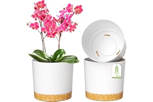 ZMTECH 20cm Plant Pots, Modern Planters with Drainage Holes and Detachable Saucer, Plastic Flower Pots for Plants for House Garden Windowsill (Set of 3, White)